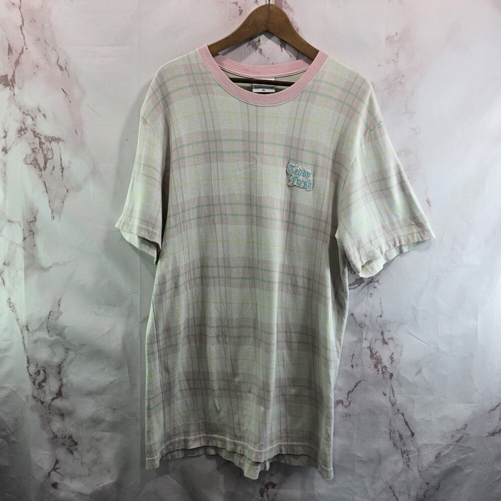 Teddy Fresh Nightgown Womens XL Green Pink T Shirt Crew PJ Pajama Short
